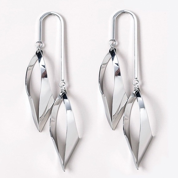 Any 2/$20! Silver Double Teardrop Stud Earrings - Picture 3 of 7